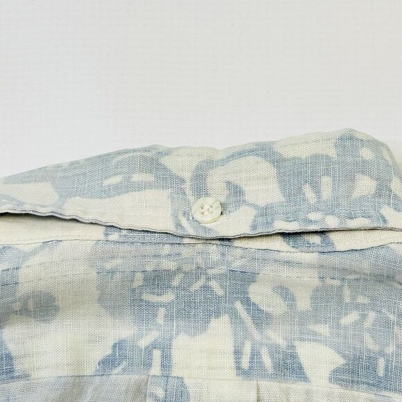 Reyn Spooner 1/4 Button Up Aloha Shirt Mens Size Medium Blue Floral Hawaiian - Picture 7 of 12